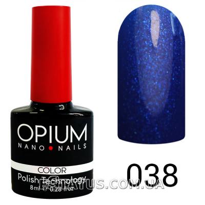 Гель-лак OPIUM №38 (темно синій з дрібним піском), 8 мл