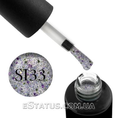 Гель-лак Naomi Self Illuminated SI 33 (срібло з блискітками, слюдою та салатово-рожевим конфетті), 6 мл