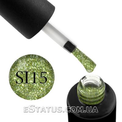 Гель-лак Naomi Self Illuminated SI 15 (салатовий, з блискітками та слюдою), 6 мл