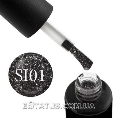 Гель-лак Naomi Self Illuminated SI 01 (черный с блестками и слюдой), 6 мл