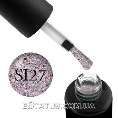 Гель-лак Naomi Self Illuminated SI 27 (розовое серебро с блестками, слюдой и красными конфетти), 6 мл