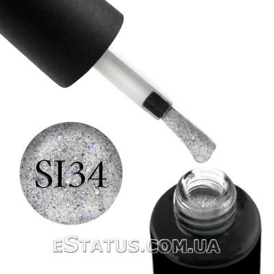 Гель-лак Naomi Self Illuminated SI 34 (серебро с блестками, фольгой-стружкой и конфетти), 6 мл