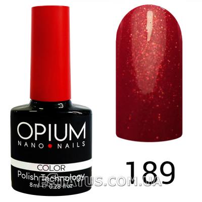 Гель-лак OPIUM №189 (Малиново-красный с красным песком), 8 мл