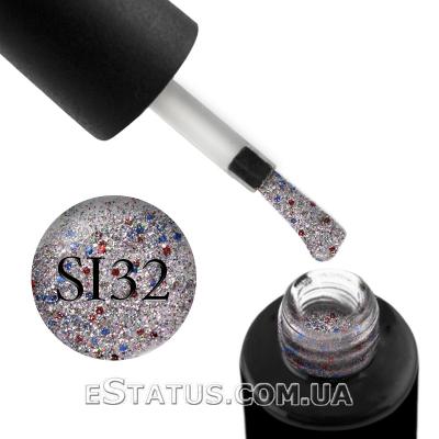 Гель-лак Naomi Self Illuminated SI 32 (серебро с блестками, слюдой и красно-синими конфетти), 6 мл