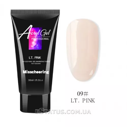 Полігель/Poly gel Misschering №09 lt. pink (блідо-рожевий), 30 мл