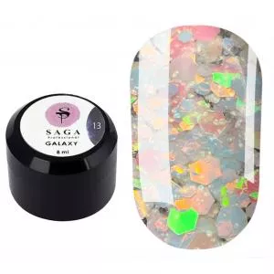 Гель Saga Galaxy glitter Gel №13, 8 мл