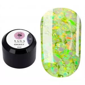 Гель Saga Galaxy glitter Gel №14, 8 мл