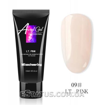 Полігель/Poly gel Misschering №09 lt. pink (блідо-рожевий), 15 мл