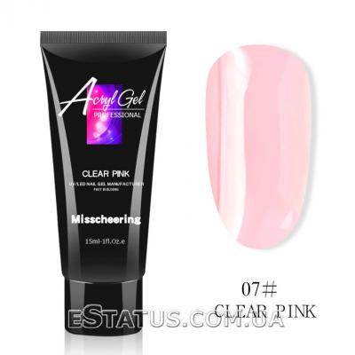 Полігель/Poly gel Misschering №07 clear pink (прозоро-рожевий), 15 мл