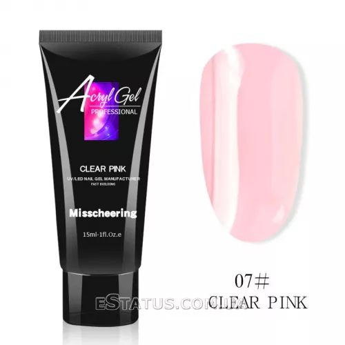 Полігель/Poly gel Misschering №07 clear pink (прозоро-рожевий), 15 мл