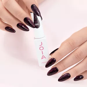 Светоотражающий гель-лак JOIA Vegan 066 (темно-фиолетовый цвет с множеством светоотражающих частиц розового и фиолетового цветов), 6 мл