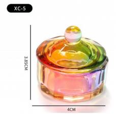 Стеклянный стаканчик с крышечкой для косметических средств XC-5, (форма кргулая)