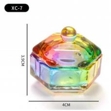 Стеклянный стаканчик с крышечкой для косметических средств XC-7, (форма шестигранника)
