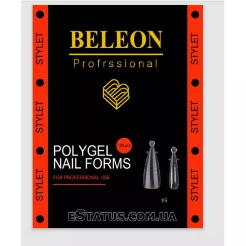 Верхние формы (типсы) Beleon для наращивания полигелем (акригелем) "Stylet", 120 шт./уп.