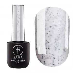 Гель-лак SAGA professional Black Snow 02 (белый с черной крошкой), 9 мл