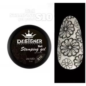 Гель-краска Designer Stamping Gel Pain S1 3в1 для стэмпинга, аэропуффинга и росписи (цвет черный), 5 мл
