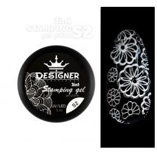 Гель-фарба Designer Stamping Gel Pain S02 3в1 для стенпінгу, аеропуфінгу та розпису (колір білий), 5 мл