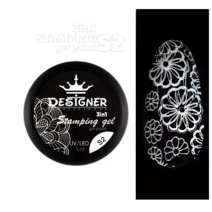 Гель-краска Designer Stamping Gel Pain S02 3в1 для стэмпинга, аэропуффинга и росписи (цвет белый), 5 мл