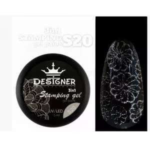 Гель-краска Designer Stamping Gel Pain S20 3в1 для стэмпинга, аэропуффинга и росписи (цвет серебро), 5 мл