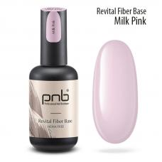 Восстанавливающая база с нейлоновыми волокнами Revital Fiber Base PNB, Milk Pink, HEMA FREE (молочно-розовая), 17 мл