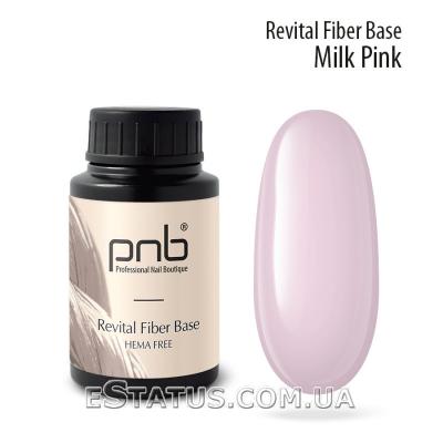 Восстанавливающая база с нейлоновыми волокнами Revital Fiber Base PNB, Milk Pink, HEMA FREE (молочно-розовая), 30 мл