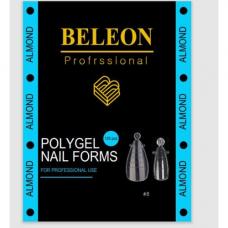 Верхні форми (типси) Beleon для нарощування полігелем (акрігелем) "Almond", 120 шт/уп.