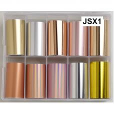 Набор широкой фольги для дизайна ногтей "JSX-1", 10 шт.
