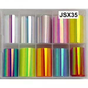 Набор широкой фольги для дизайна ногтей "JSX-35", 10 шт.