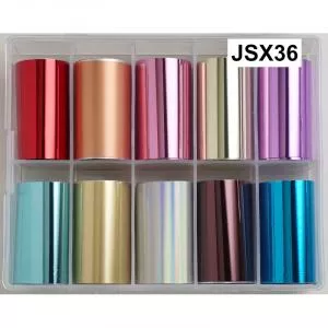 Набор широкой фольги для дизайна ногтей "JSX-36", 10 шт.