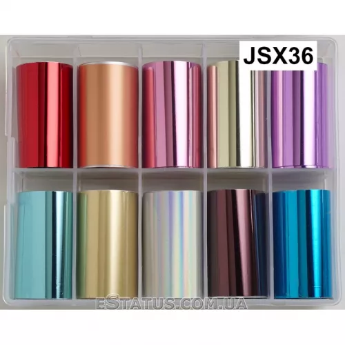 Набор широкой фольги для дизайна ногтей "JSX-36", 10 шт.
