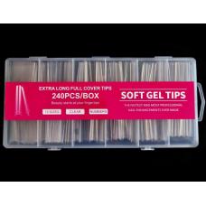 Гелеві типси для нарощування нігтів у пластиковому контейнері Pink (арка), 240 шт.