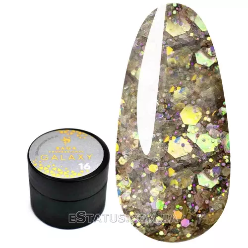 Гель Saga Galaxy glitter Gel №16, 8 мл