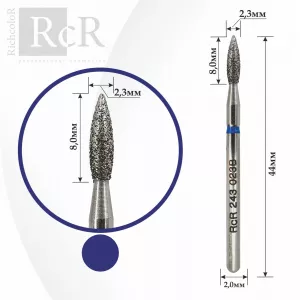 Фреза алмазная RcR 243 023B Пламя острое (с синей насечкой)