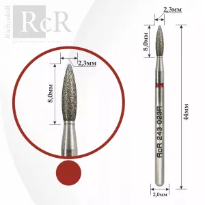Фреза алмазная RcR 243 023R Пламя острое (с красной насечкой)