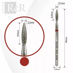 Фреза алмазная RcR 243 021R Пламя острое (с красной насечкой)