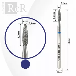 Фреза алмазная RcR 243 021B Пламя острое (с синей насечкой)