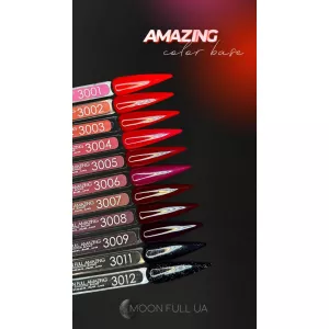 Цветная База Moon Full Amazing Color Base №3001 (ярко-красный), 12 мл - Фото 1