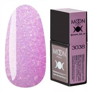 Цветная База Moon Full Amazing Color Base №3038 (розовый с шиммером и блестками), 12 мл