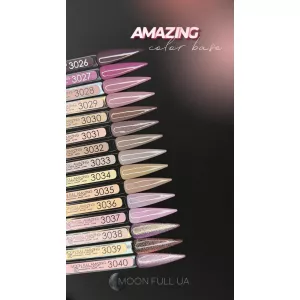 Кольорова база Moon Full Amazing Color Base №3039 (пастельно-рожевий з шиммером), 12 мл - Фото 1