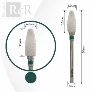 Фреза для маникюра керамическая RCR 65 "Кукуруза" зеленая