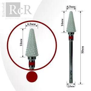 Фреза для манікюру керамічна RCR 75 "Конус гострий" червона