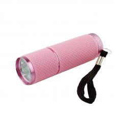 УФ светодиодный фонарик для маникюра (от батареек) для экспресс сушки, цвет розовый