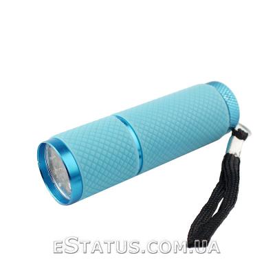 УФ світлодіодний ліхтарик для манікюру (від батарейок) для експрес сушіння, кольор блакитний