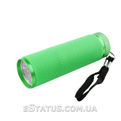 УФ светодиодный фонарик для маникюра (от батареек) для экспресс сушки, цвет зеленый