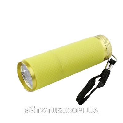 УФ светодиодный фонарик для маникюра (от батареек) для экспресс сушки, цвет желтый