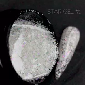 Гель Crooz Star Gel №01 для дизайна (микс белых и конфетти на прозрачной основе), 5 мл