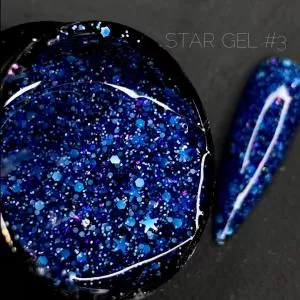 Гель Crooz Star Gel №03 для дизайна (микс блесток и конфетти на синей основе), 5 мл