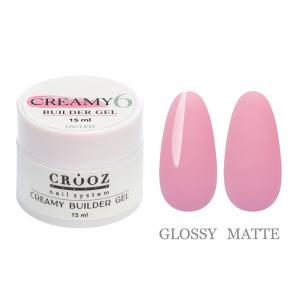 Гель для наращивания Creamy Builder Gel Crooz №6 (лилово-розовый), 15 мл