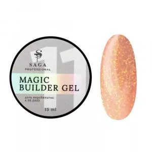  Гель для наращивания Saga Professional Magic Builder Gel 11 (телесный с хлопьями потали), 15 мл