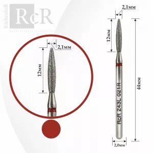 Фреза алмазная RcR 243L 021R Пламя удлиненное острое (с красной насечкой)